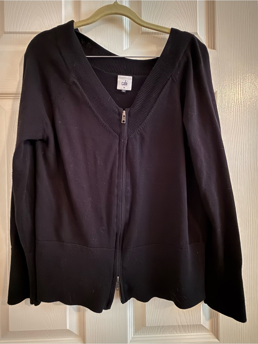 CAbi Black Zip-Front V-Neck Cardigan